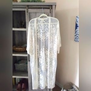 🌴Fab meets BOHO Cover up| Long| Cream Lace| Luxury Look| SZ Medium